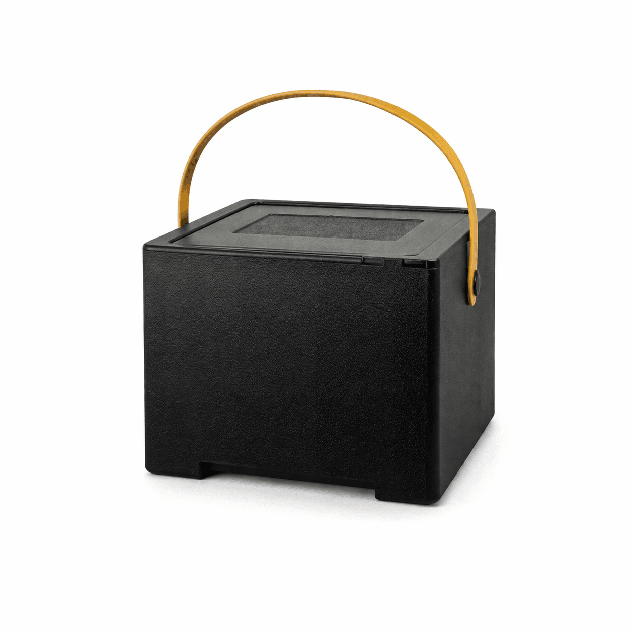 Matte black cube with golden handle.png